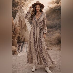 She and Sky Snake Print Maxi Dress